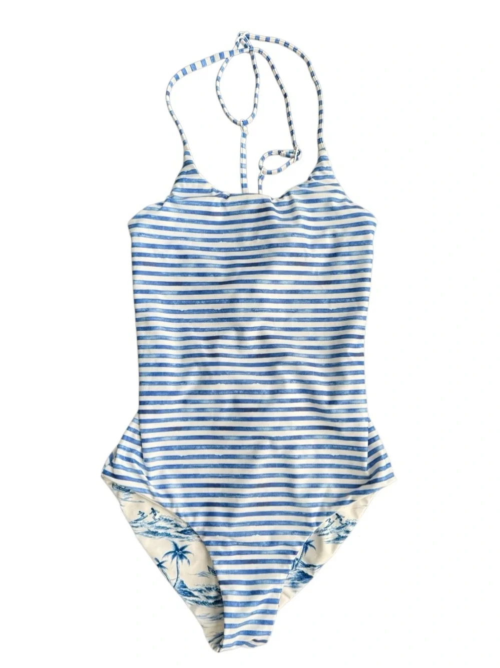 Seafolly Girls' Reversible High Neck Tank One Piece Swimsuit Tropical Vibes Blue